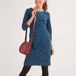 Boden Teal & Coral Coraline Corduroy Dress US 4P Petite NWOT